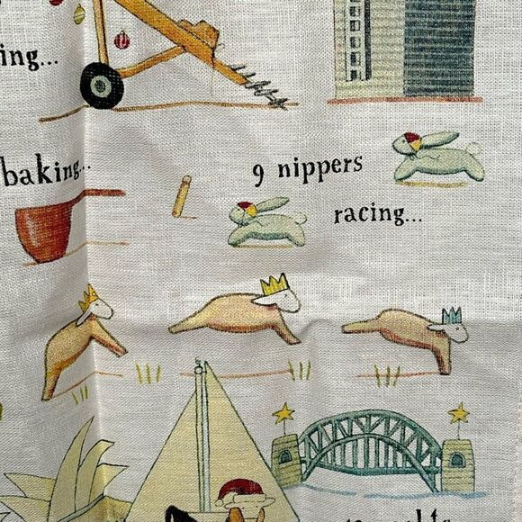 Red Tractor Designs Australia 12 Days Of a Christmas Linen Tea Towel - Picture 8 of 12